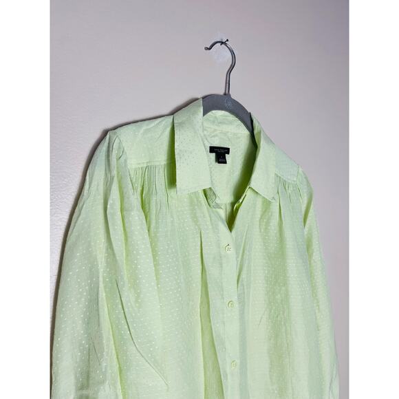 Ann Taylor Factory lime green button down shirt size S - Picture 3 of 9
